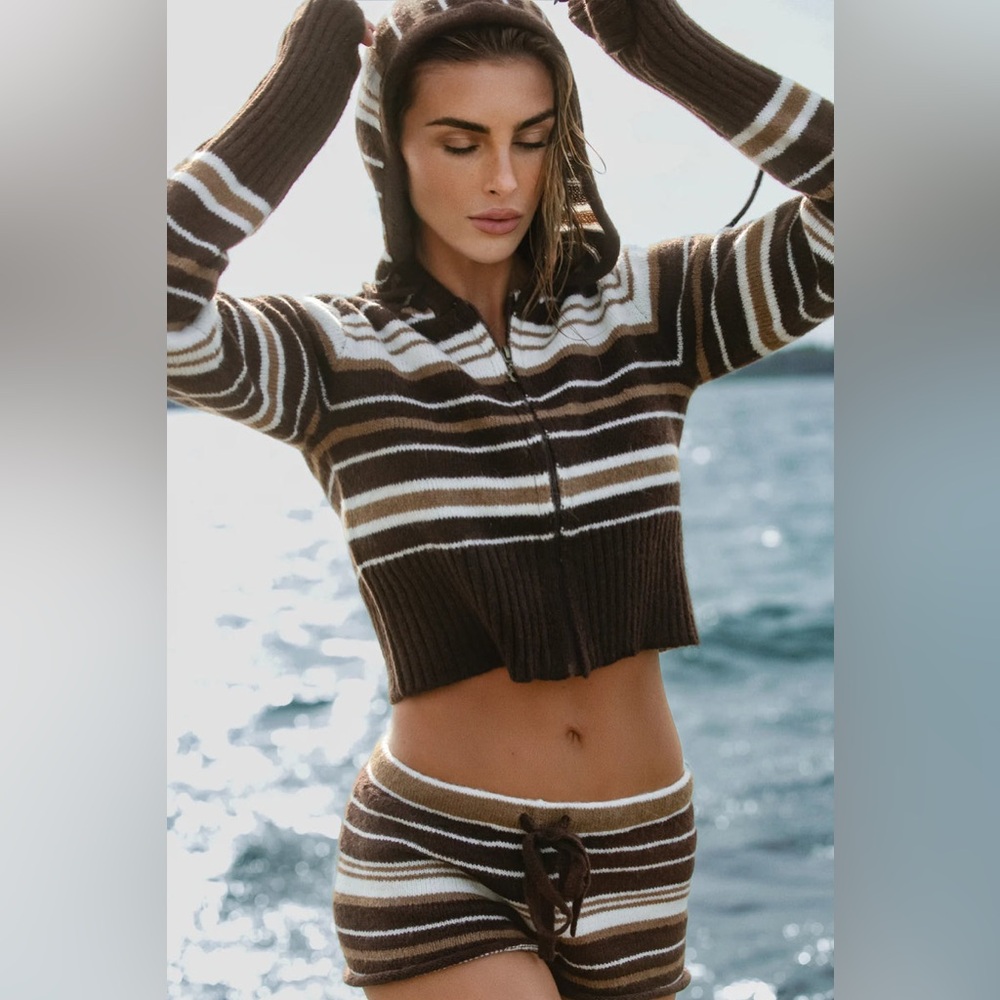 Worn once 4 fit:Dairy Boy Surfside Striped Knit Shorts with Drawstring Nantucket